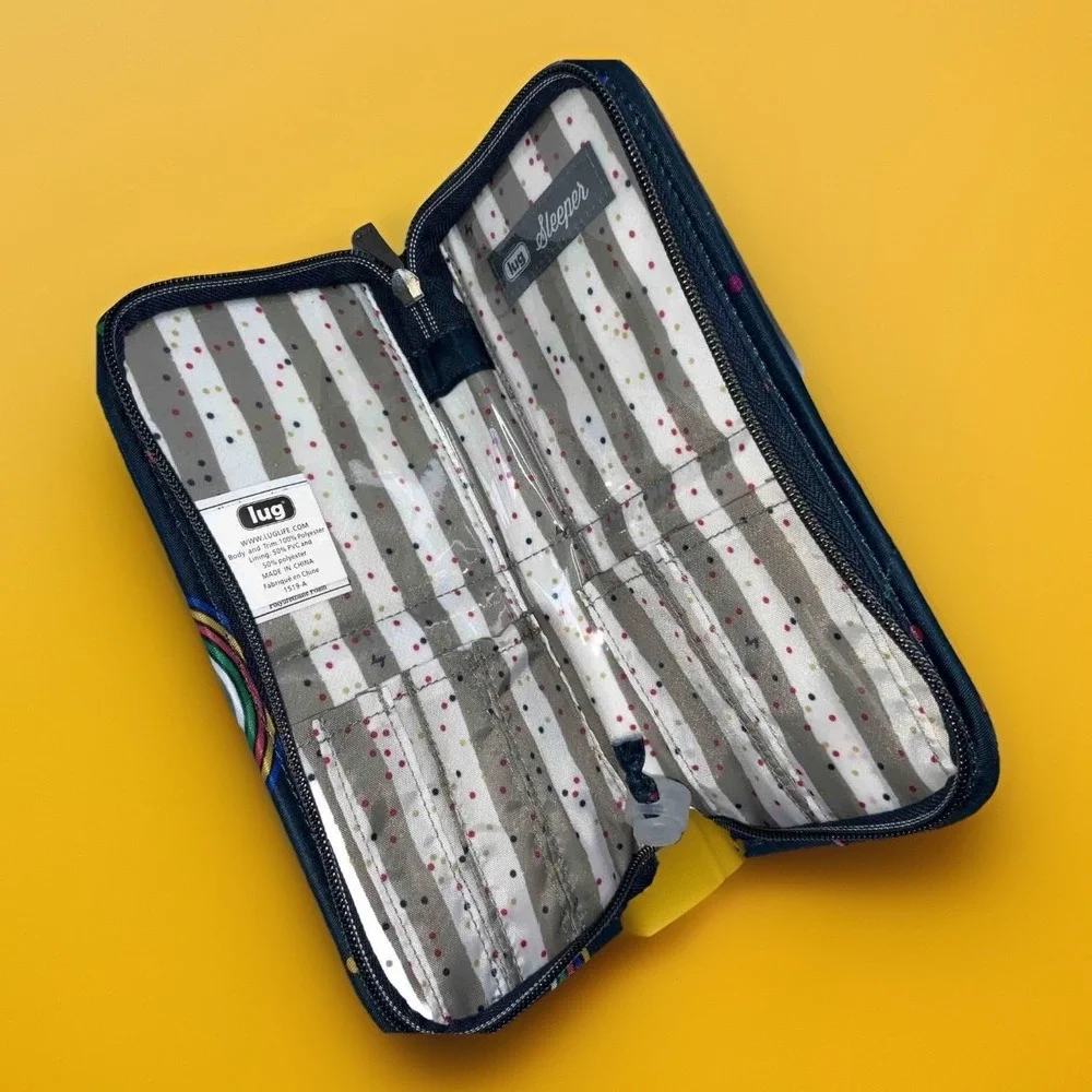 Lug Sleeper Cosmetic Case Pouch Zip Around Case Quilted Rainbow Blue Travel Bag